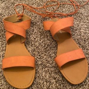 Stylish Pink Lace Up Sandals